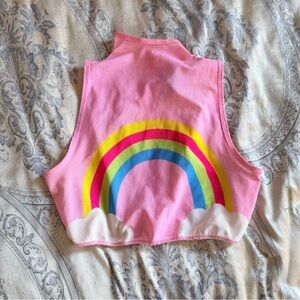 Pink Sheer Rainbow Crop Top